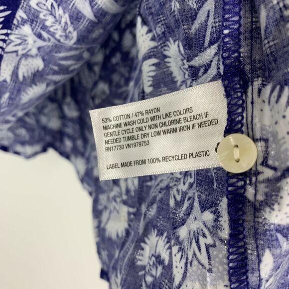 Universal Thread Blue Floral Print Puff 3/4 Sleeve Ruffle Top Blouse Size Small - Picture 5 of 8